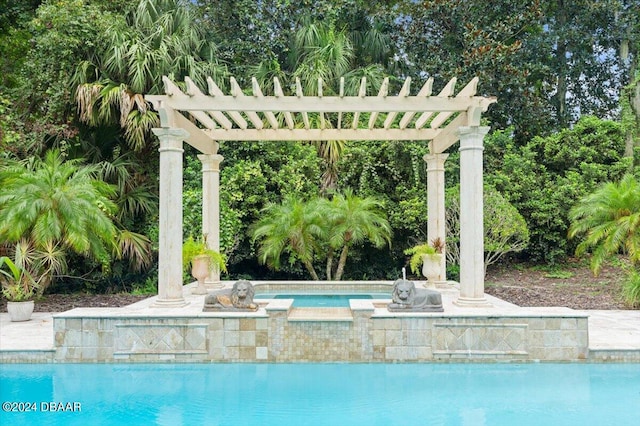 view of pool featuring a pergola