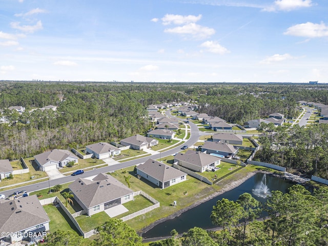 aerial view with a water view and a residential view