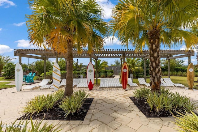 view of patio with a pergola