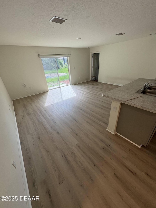 31 Palm Leaf Ln, Palm Coast, FL 32164 - unfurnished living room featuring wood finished floors and a textured ceiling