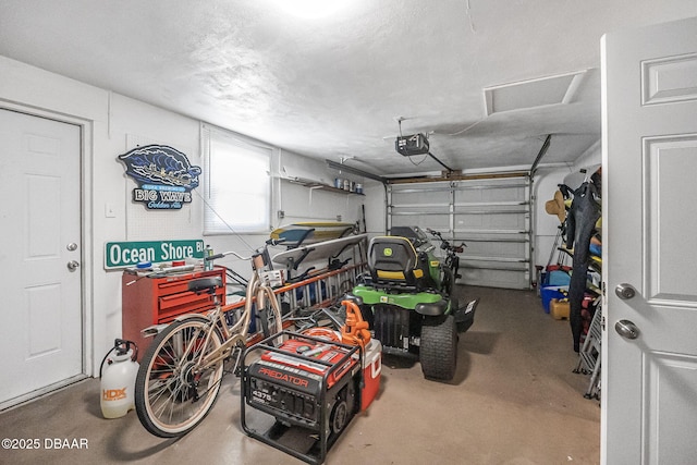 garage with a garage door opener