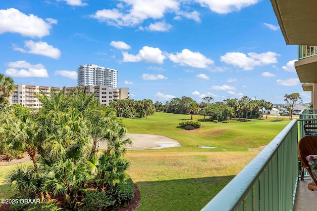 balcony with golf course view