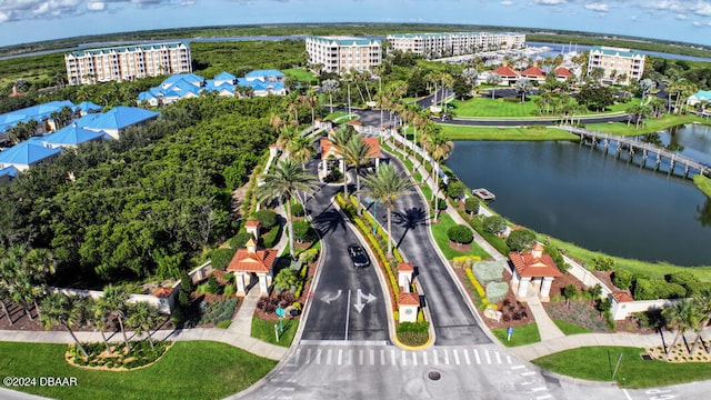 bird's eye view featuring a water view