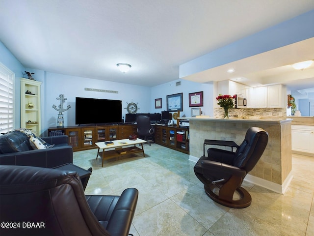 view of tiled living room