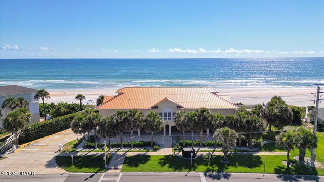 property view of water featuring a beach view