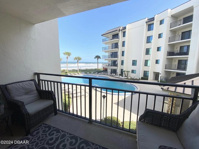 balcony with a water view