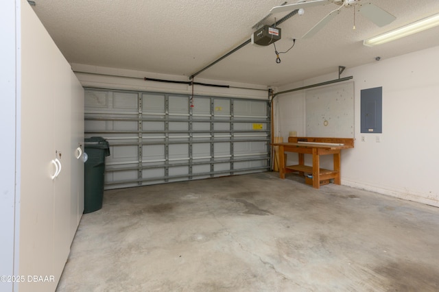 149 Gala Cir, Daytona Beach, FL 32124 - garage featuring electric panel and a garage door opener