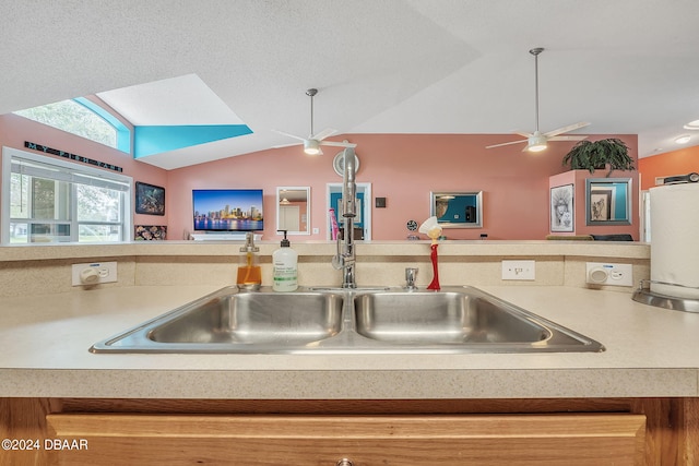 316 Dahoon Holly Dr, Daytona Beach, FL 32117 - kitchen view of a sink, light countertops, and a ceiling fan