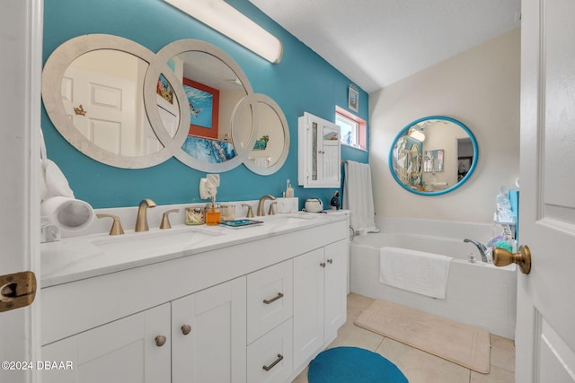 316 Dahoon Holly Dr, Daytona Beach, FL 32117 - full bath with tile patterned floors, double vanity, and a garden tub