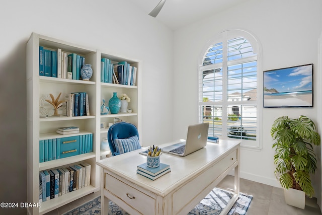 office with light tile patterned floors