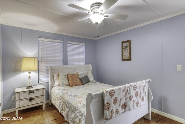 1420 Carol Lee St, Daytona Beach, FL 32117 - bedroom featuring wood finished floors, baseboards, ceiling fan, and crown molding
