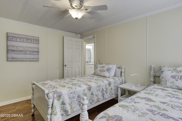 1420 Carol Lee St, Daytona Beach, FL 32117 - bedroom with wood finished floors, ornamental molding, ceiling fan, and baseboards