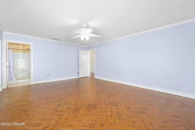 1650 Riverside Dr, Holly Hill, FL 32117 - spare room featuring a ceiling fan and crown molding