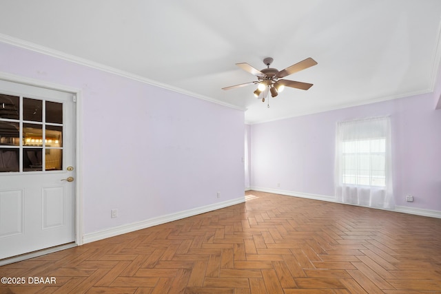 1650 Riverside Dr, Holly Hill, FL 32117 - empty room with a ceiling fan and ornamental molding