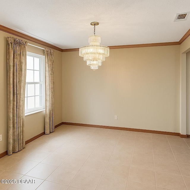 2944 Ocean Shore Blvd, Ormond Beach, FL 32176 - unfurnished room with crown molding, a chandelier, and baseboards