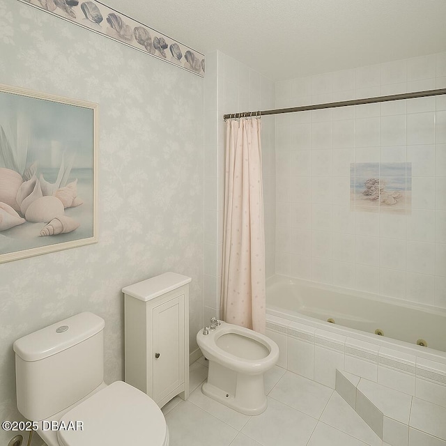 2944 Ocean Shore Blvd, Ormond Beach, FL 32176 - full bath featuring tile patterned flooring, toilet, tiled shower / bath, and a bidet