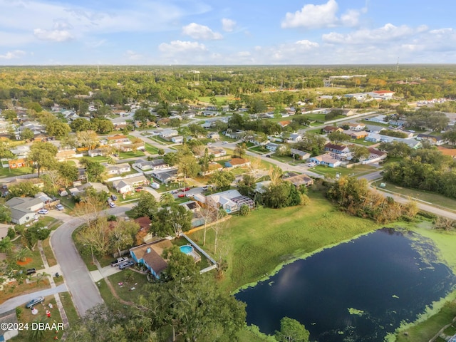 bird's eye view with a water view and a residential view