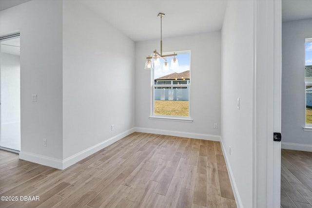 unfurnished dining area featuring light hardwood / wood-style flooring