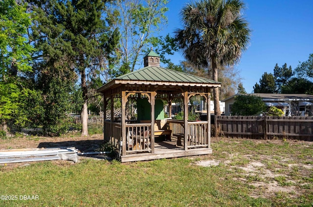 view of yard featuring a gazebo and fence