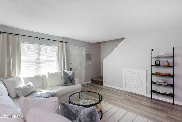 living room featuring light hardwood / wood-style floors