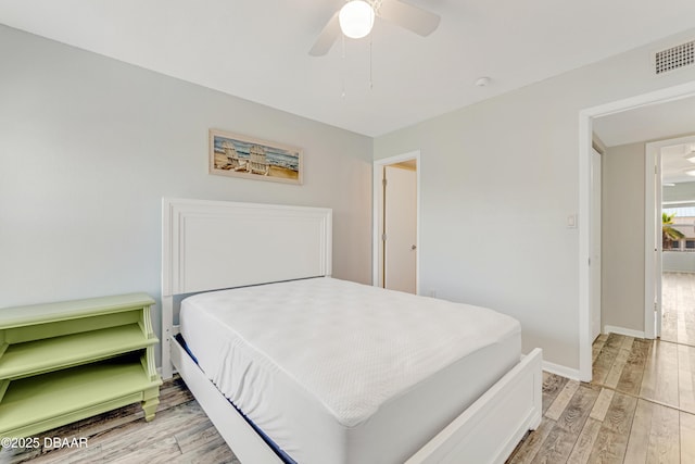 4590 S Atlantic Ave Unit 244A, Ponce Inlet, FL 32127 - bedroom with light wood finished floors and ceiling fan