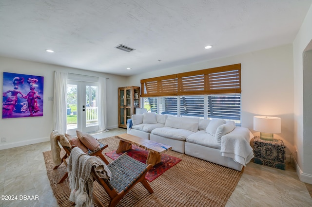 living room with french doors