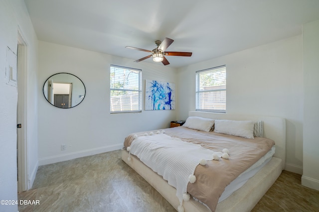 bedroom featuring ceiling fan