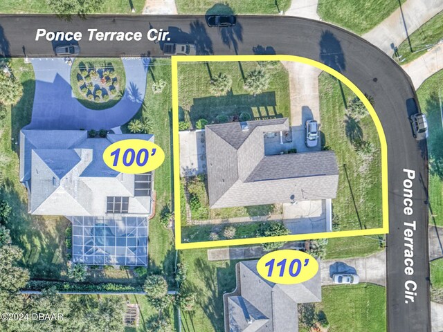 110 Ponce Terrace Cir, Ponce Inlet, FL 32127 - aerial view of property's location with property boundaries highlighted