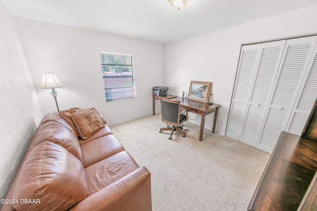 view of carpeted office space