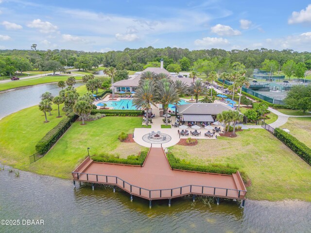 110 Longridge Ln, Ormond Beach, FL 32174 - aerial view of a nearby body of water, a pool area, and a tree filled landscape