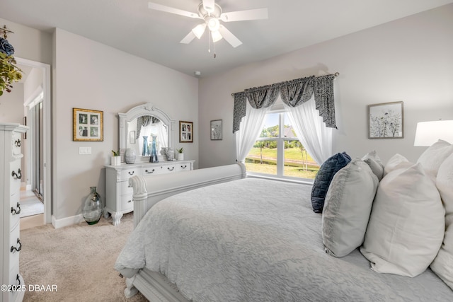 110 Longridge Ln, Ormond Beach, FL 32174 - carpeted bedroom featuring baseboards, access to exterior, and a ceiling fan