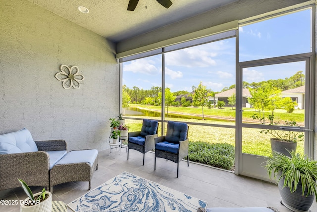 110 Longridge Ln, Ormond Beach, FL 32174 - sunroom featuring a ceiling fan