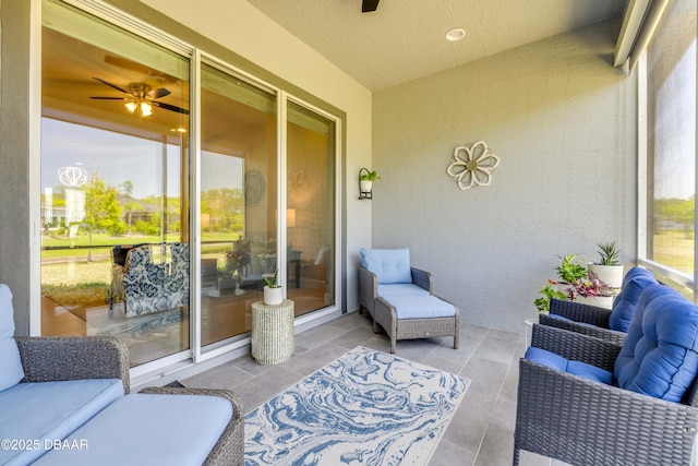 110 Longridge Ln, Ormond Beach, FL 32174 - sunroom featuring a ceiling fan