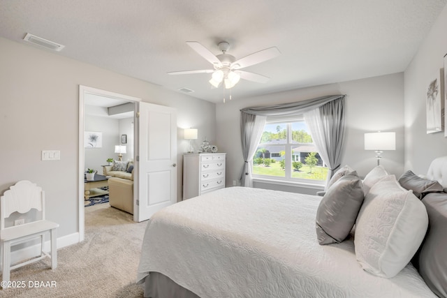 110 Longridge Ln, Ormond Beach, FL 32174 - bedroom with light carpet, ceiling fan, and baseboards