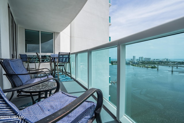 balcony with a water view