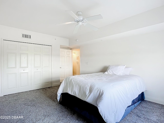 3145 S Atlantic Ave Unit 405, Daytona Beach, FL 32118 - carpeted bedroom with a closet, baseboards, and a ceiling fan