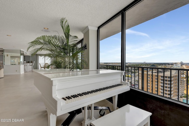 2425 S Atlantic Ave Unit 801, Daytona Beach Shores, FL 32118 - living area featuring a textured ceiling