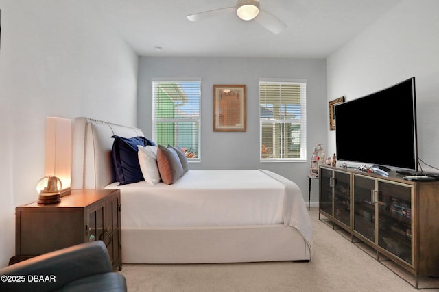 bedroom with carpet floors and ceiling fan