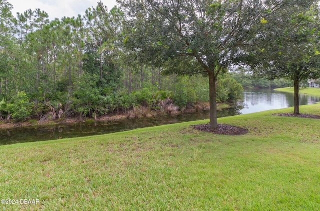 view of yard with a water view