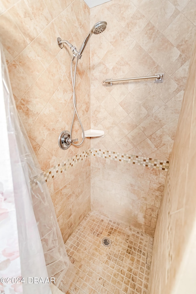 bathroom featuring a shower with shower curtain