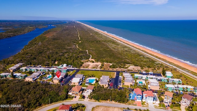 5500 Ocean Shore Blvd Unit 58, Ormond Beach, FL 32176 - aerial view of property and surrounding area featuring waterfront with a beach