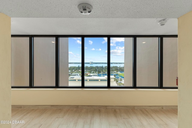 empty room featuring light hardwood / wood-style floors and a textured ceiling