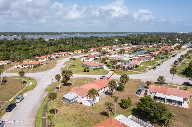 bird's eye view featuring a water view