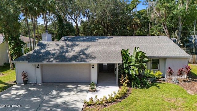 single story home with a front yard