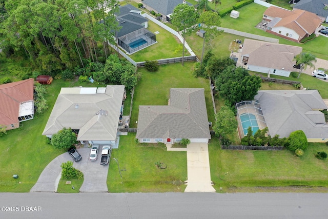 bird's eye view with a residential view