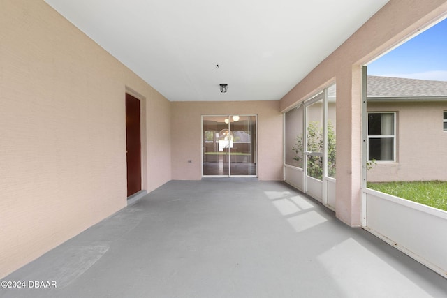 view of unfurnished sunroom