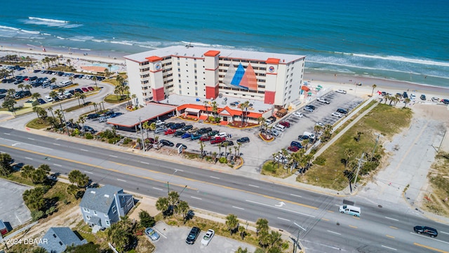 aerial view with a beach view and a water view