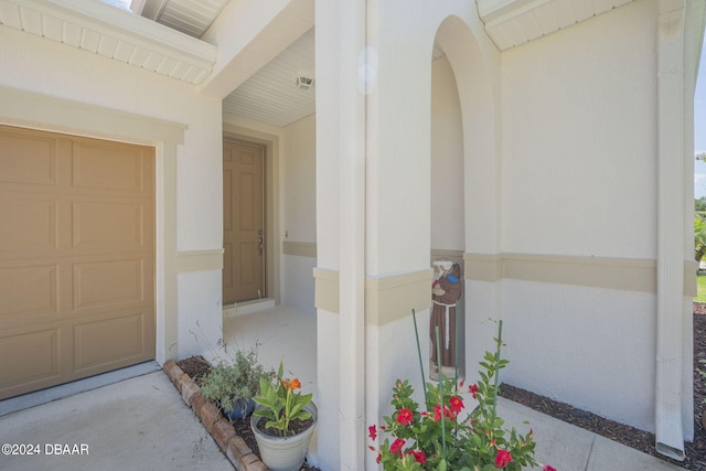 entrance to property with a garage