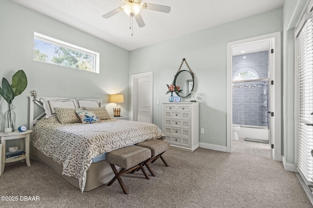 1207 Kaleen Dr, Ormond Beach, FL 32174 - bedroom featuring carpet, multiple windows, ensuite bathroom, and ceiling fan
