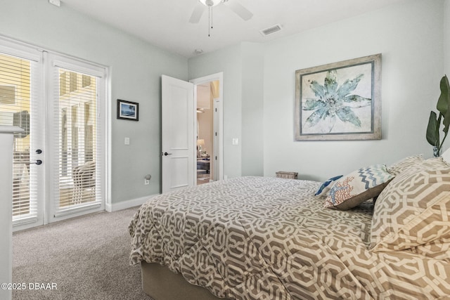 1207 Kaleen Dr, Ormond Beach, FL 32174 - bedroom featuring access to outside, carpet, and a ceiling fan